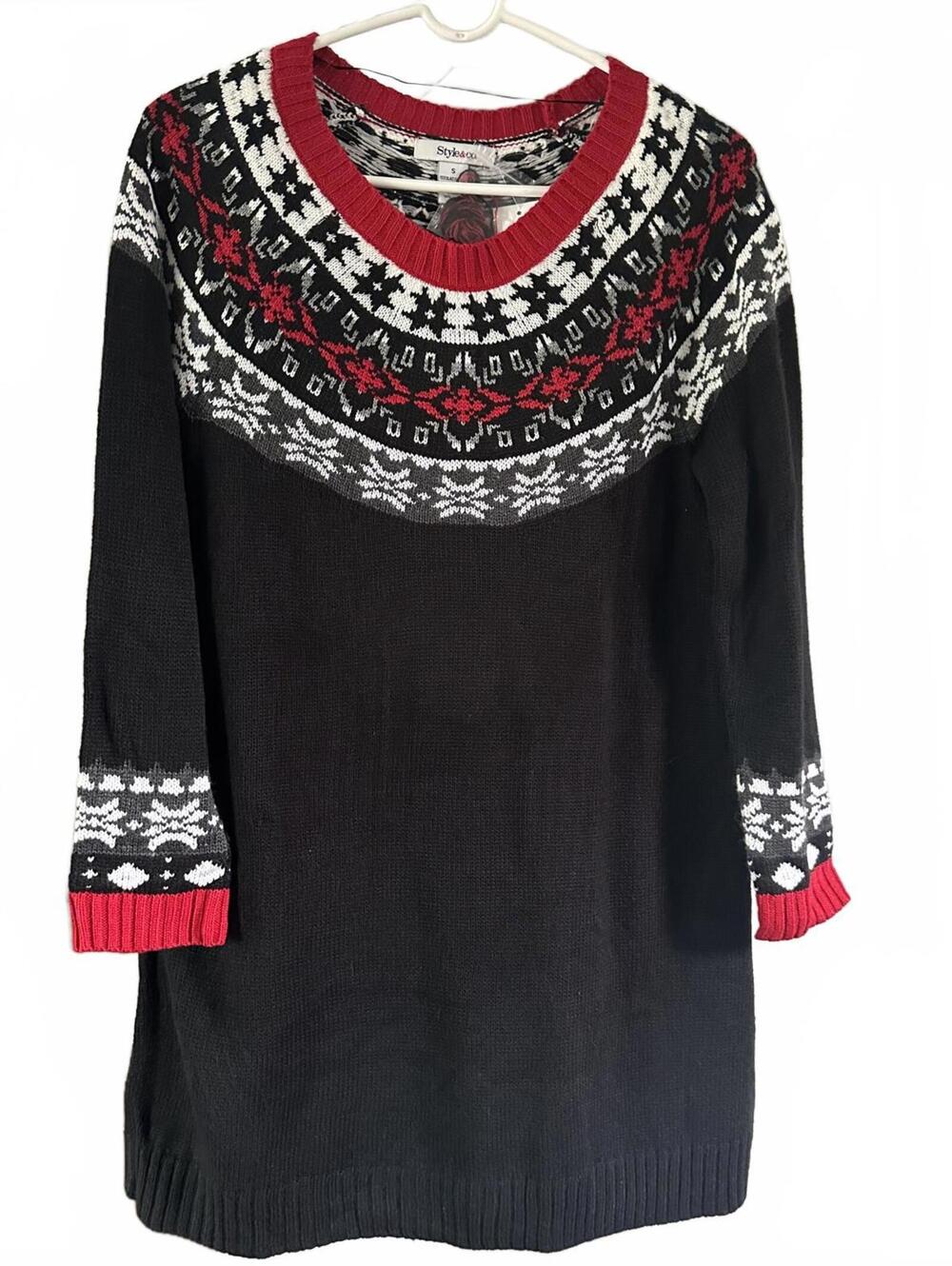 NWT style & co faire isle design Christmas sweater dress  size small fall winter